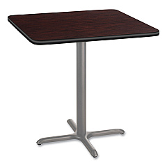 NPS Cafe Table, 36w x 36d x 36h, Square Top/X-Base, Mahogany Top, Gray Base (NPSCG33636XC1MY)