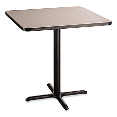 NPS Cafe Table, 36w x 36d x 36h, Square Top/X-Base, Gray Nebula Top, Black Base (NPSCT33636XC1GY)