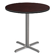 NPS Cafe Table, 36" Diameter x 42h, Round Top/X-Base, Mahogany Top, Gray Base (NPSCG13636XB1MY)
