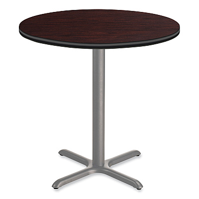 NPS Cafe Table, 36" Diameter x 42h, Round Top/X-Base, Mahogany Top, Gray Base (NPSCG13636XB1MY)