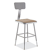 NPS 6300 Series Height Adjustable HD Square Seat Steel Stool with Back, Supports Up to 500 lb, 18"-26" Seat Height, Brown/Gray (NPS6318HB)