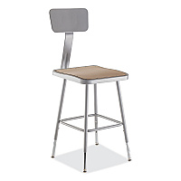 NPS 6300 Series Height Adjustable HD Square Seat Steel Stool with Back, Supports Up to 500 lb, 18"-26" Seat Height, Brown/Gray (NPS6318HB)
