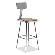 NPS 6300 Series Height Adjustable Heavy-Duty Square Seat Stool w/ Back, Supports 500 lb, 23.75" to 31.75" Seat Height, Brown/Gray (NPS6324HB)