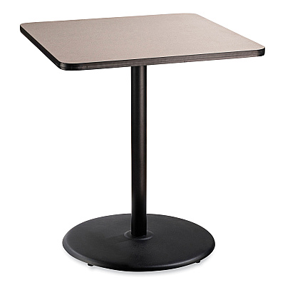 NPS Cafe Table, 36w x 36d x 42h, Square Top/Round Base, Gray Nebula Top, Black Base (NPSCT33636RB1GY)