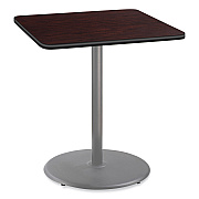 NPS Cafe Table, 36w x 36d x 42h, Square Top/Round Base, Mahogany Top, Gray Base (NPSCG33636RB1MY)