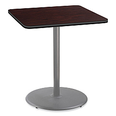 NPS Cafe Table, 36w x 36d x 42h, Square Top/Round Base, Mahogany Top, Gray Base (NPSCG33636RB1MY)