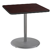 NPS Cafe Table, 36w x 36d x 36h, Square Top/Round Base, Mahogany Top, Gray Base (NPSCG33636RC1MY)