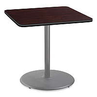NPS Cafe Table, 36w x 36d x 36h, Square Top/Round Base, Mahogany Top, Gray Base (NPSCG33636RC1MY)