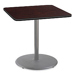 NPS Cafe Table, 36w x 36d x 36h, Square Top/Round Base, Mahogany Top, Gray Base (NPSCG33636RC1MY)