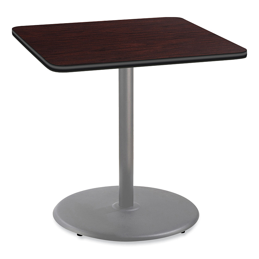 NPS Cafe Table, 36w x 36d x 36h, Square Top/Round Base, Mahogany Top, Gray Base (NPSCG33636RC1MY)