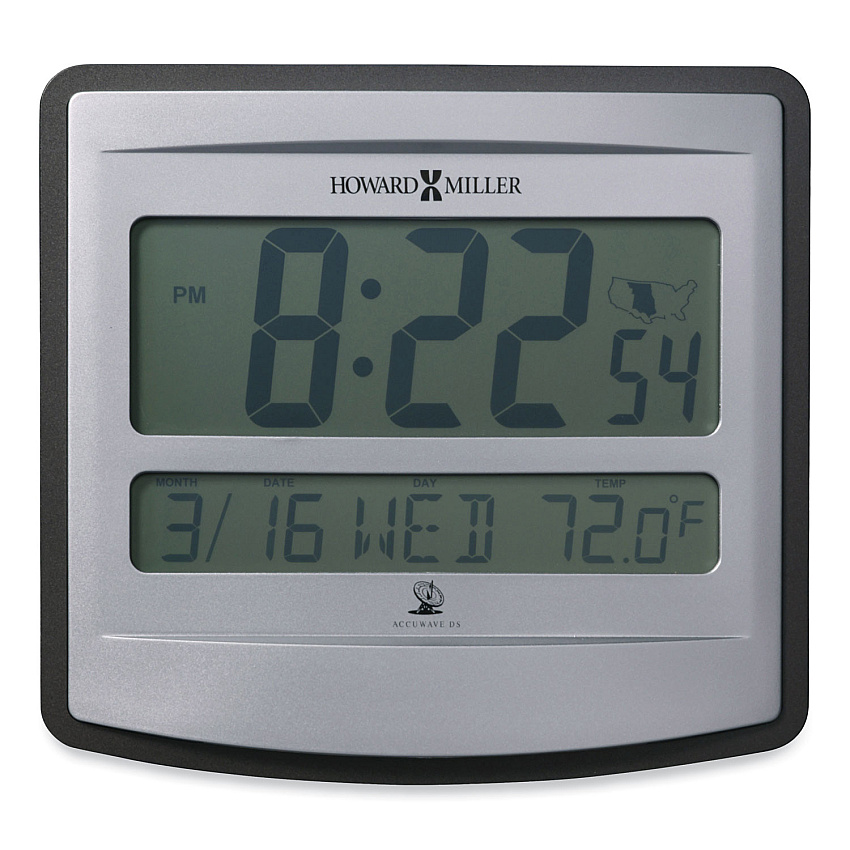 Howard Miller Nikita Wall Clock, Silver/Charcoal Case, 8.75" x  8", 2 AA (sold separately) (MIL625780)