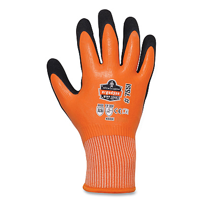ergodyne ProFlex 7551-CASE ANSI A5 Coated Waterproof CR Gloves, Orange, X-Large, 144 Pairs/Carton (EGO17995)