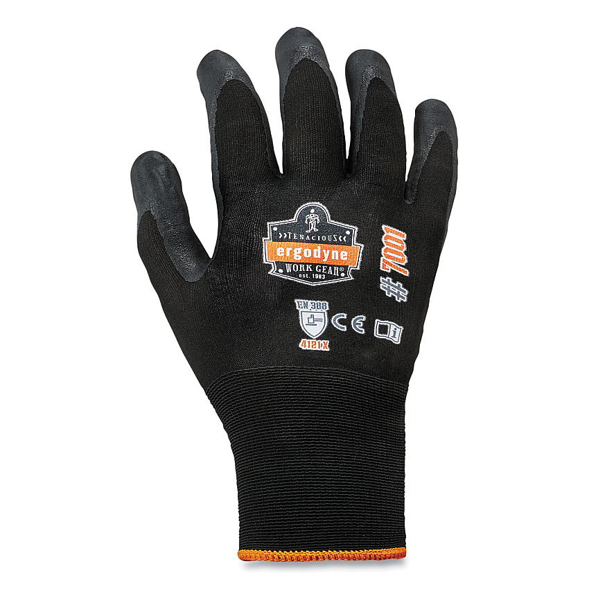 ergodyne ProFlex 7001 Nitrile-Coated Gloves, Black, 2X-Large, Pair (EGO17956)