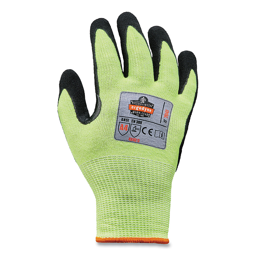 ergodyne ProFlex 7041 ANSI A4 Nitrile-Coated CR Gloves, Lime, 2X-Large, Pair (EGO17816)