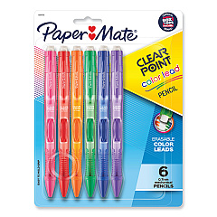 Paper Mate Clearpoint Color Mechanical Pencils, 0.7 mm, Assorted Lead and Barrel Colors, 6/Pack (PAP1984678)