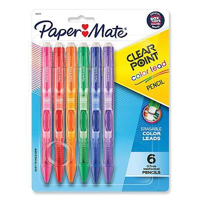 Paper Mate Clearpoint Color Mechanical Pencils, 0.7 mm, Assorted Lead and Barrel Colors, 6/Pack (PAP1984678)