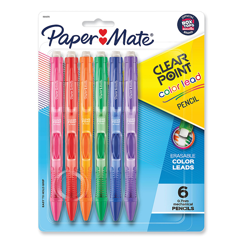 Paper Mate Clearpoint Color Mechanical Pencils, 0.7 mm, Assorted Lead and Barrel Colors, 6/Pack (PAP1984678)
