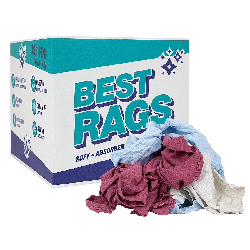R-c45 T-shirt Reclaimed Rags Colored 10lb Box, 10 Lb Box (R-C45-10)