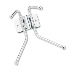 Safco Metal Wall Rack, Two Ball-Tipped Double-Hooks, Metal, 6.5w x 3d x 7h, Chrome (4160)