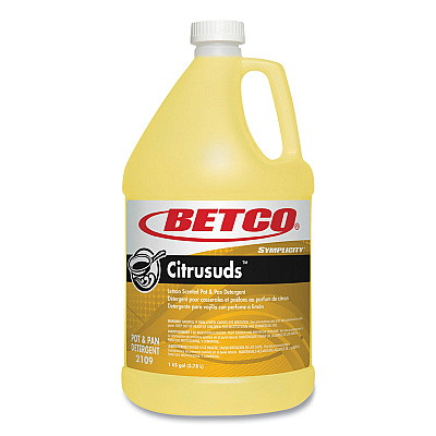 Betco Symplicty Citrusuds Manual Dishwashing Detergent, Lemon Scent, 1 gal Bottle, 4/Carton (BET21090400)