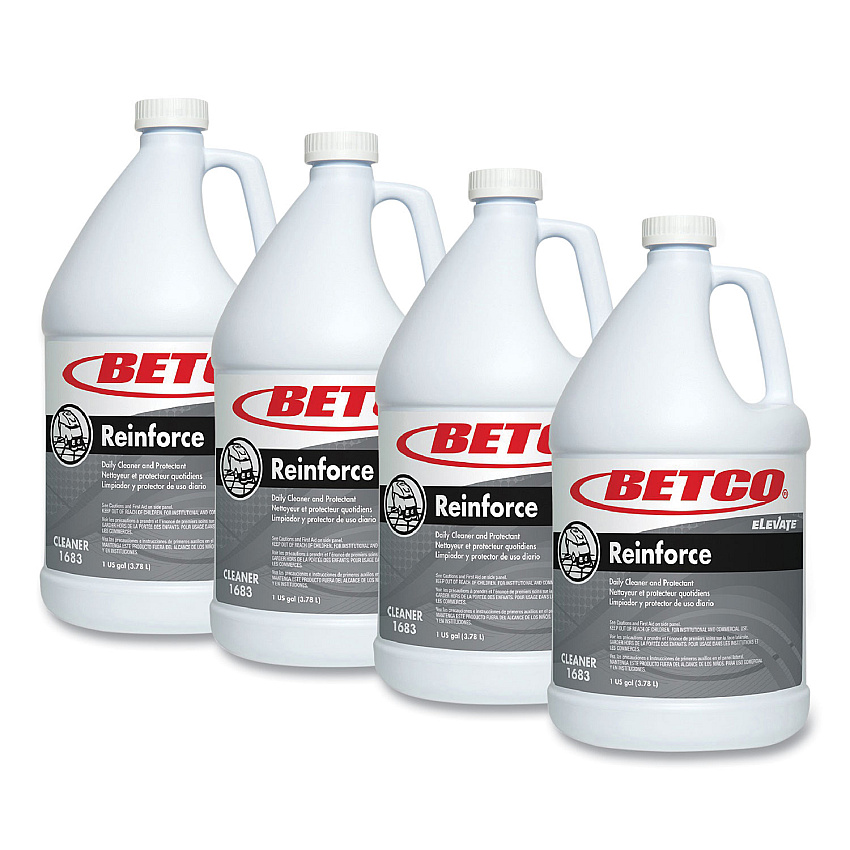 Betco Reinforce Floor Cleaner and Protectant, Lemon Scent, 1 gal Bottle, 4/Carton (BET16830400)
