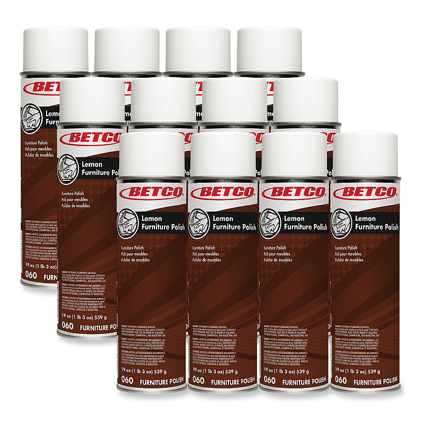 Betco Lemon Furniture Polish, Lemon Scent, 19 oz Aerosol Can, 12/Carton (BET602300)
