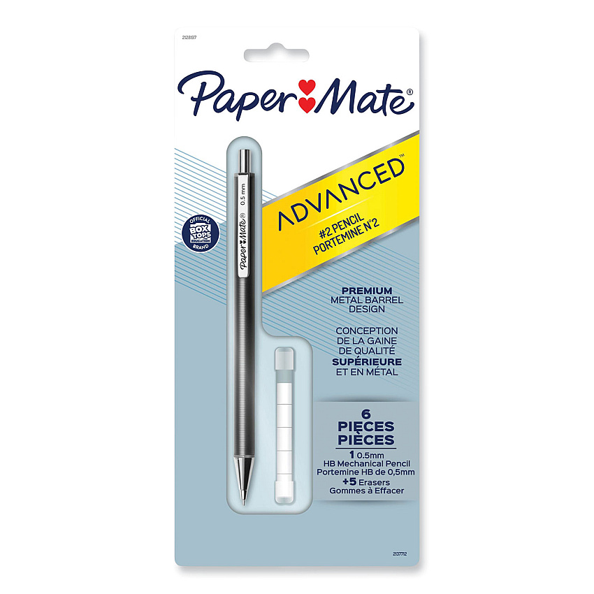 Paper Mate Advanced Mechanical Pencils, 0.5 mm, HB (#2), Black Lead, Gun Metal Gray Barrel (PAP2128197)