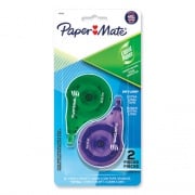 Paper Mate Liquid Paper DryLine Correction Tape, Non-Refillable, Green/Purple Applicators, 0.17" x 472", 2/Pack (6137206)