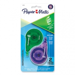 Paper Mate Liquid Paper DryLine Correction Tape, Non-Refillable, Green/Purple Applicators, 0.17" x 472", 2/Pack (6137206)
