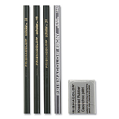 Prismacolor Scholar Graphite Pencil Set, 2 mm, Assorted Lead Hardness Ratings, Black Lead, Dark Green Barrel, 4/Set (SAN2502)