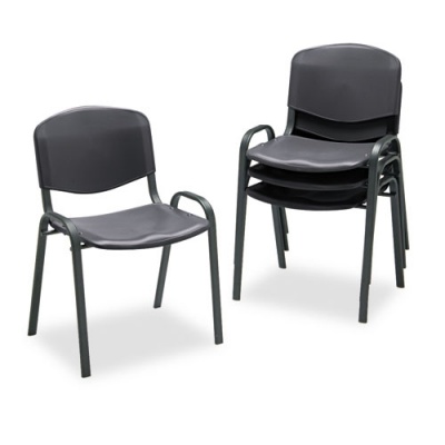 Safco Stacking Chair, Supports Up to 250 lb, 18" Seat Height, Black Seat, Black Back, Black Base, 4/Carton (4185BL)