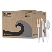 Boardwalk Three-Piece Cutlery Kit, Fork/Knife/Teaspoon, Polypropylene, White, 250/Carton (BWKCOMBOKIT)