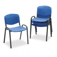 Safco Stacking Chair, Supports Up to 250 lb, 18" Seat Height, Blue Seat, Blue Back, Black Base, 4/Carton (4185BU)