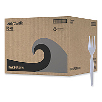 Boardwalk Heavyweight Polystyrene Cutlery, Fork, White, 1000/Carton (BWKFORKHW)