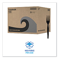 Boardwalk Heavyweight Wrapped Polystyrene Cutlery, Fork, Black, 1,000/Carton (BWKFORKHWPSBIW)