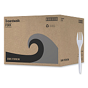 Boardwalk Mediumweight Wrapped Polypropylene Cutlery, Fork, White, 1000/Carton (BWKFORKIW)