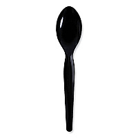 Boardwalk Heavyweight Wrapped Polystyrene Cutlery, Teaspoon, Black, 1,000/Carton (BWKTSHWPSBIW)