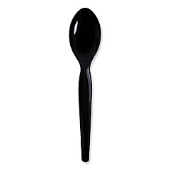 Boardwalk Heavyweight Wrapped Polystyrene Cutlery, Teaspoon, Black, 1,000/Carton (BWKTSHWPSBIW)