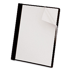 Universal Clear Front Report Cover with Fasteners, Three-Prong Fastener, 0.5" Capacity, 8.5 x 11, Clear/Black, 25/Box (UNV56116)