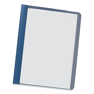 Universal Clear Front Report Covers with Fasteners, Three-Prong Fastener, 0.5" Capacity,  8.5 x 11, Clear/Dark Blue, 25/Box (UNV56138)