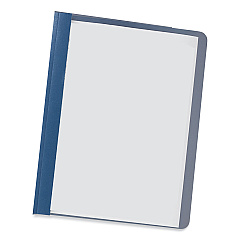 Universal Clear Front Report Cover, Prong Fastener, 0.5" Capacity, 8.5 x 11, Clear/Dark Blue, 25/Box (UNV57122)