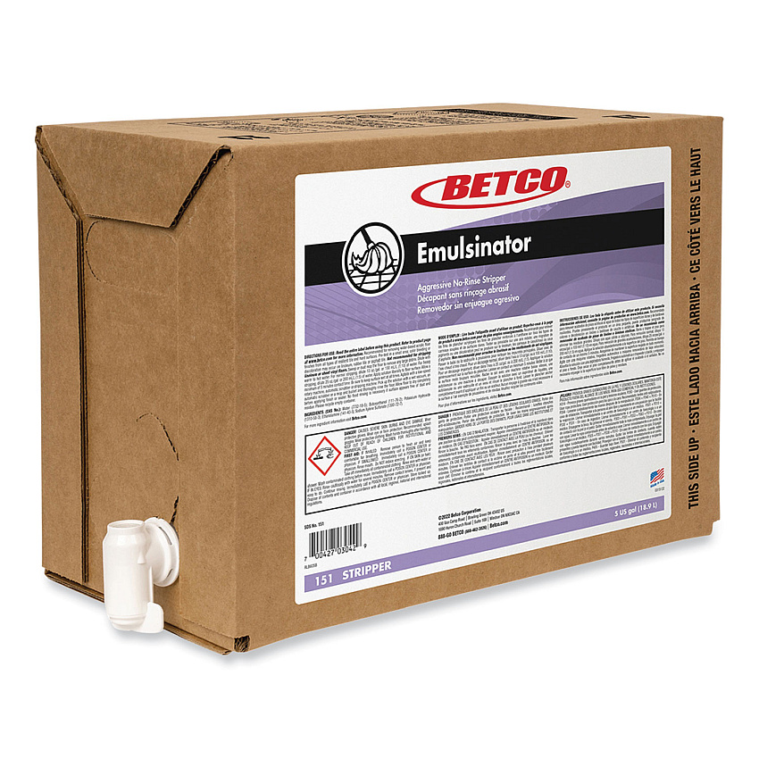 Betco Emulsinator Floor Stripper, Sassafras Scent, 5 gal Bag-in-Box (BET151B500)