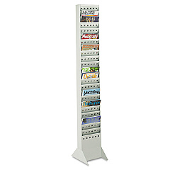 Safco Steel Magazine Rack, 23 Compartments, 10w x 4d x 65.5h, Gray (SAF4322GR)