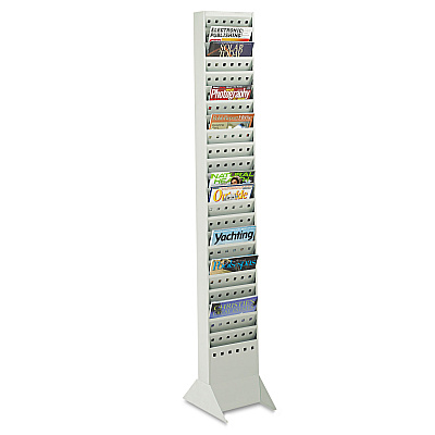 Safco Steel Magazine Rack, 23 Compartments, 10w x 4d x 65.5h, Gray (SAF4322GR)