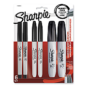 Sharpie Mixed Point Size Permanent Markers, Assorted Tip Sizes/Types, Black, 6/Pack (SAN2135318)