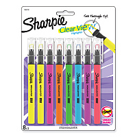 Sharpie Clearview Pen-Style Highlighter, Assorted Ink Colors, Chisel Tip, Assorted Barrel Colors, 8/Pack (SAN1966798)