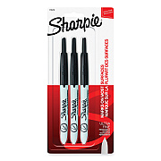Sharpie Retractable Permanent Marker, Extra-Fine Needle Tip, Black, 3/Pack (1735793)