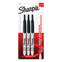 Sharpie Retractable Permanent Marker, Extra-Fine Needle Tip, Black, 3/Pack (1735793)