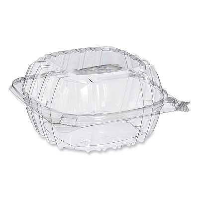 Dart ClearSeal Hinged-Lid Plastic Containers, 5.86w x 3.11h, Clear, Plastic, 500/Carton (DCCPET57PST1)