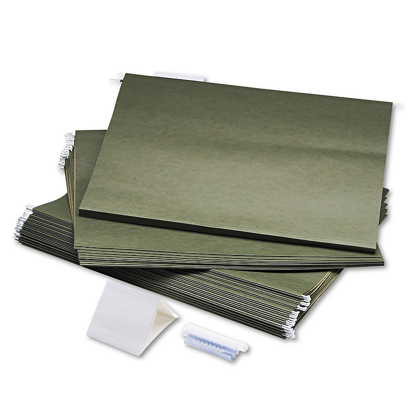 Safco Hanging File Folders, Large Format, 1/5-Cut Tabs, Standard Green, 25/Box (SAF5038)